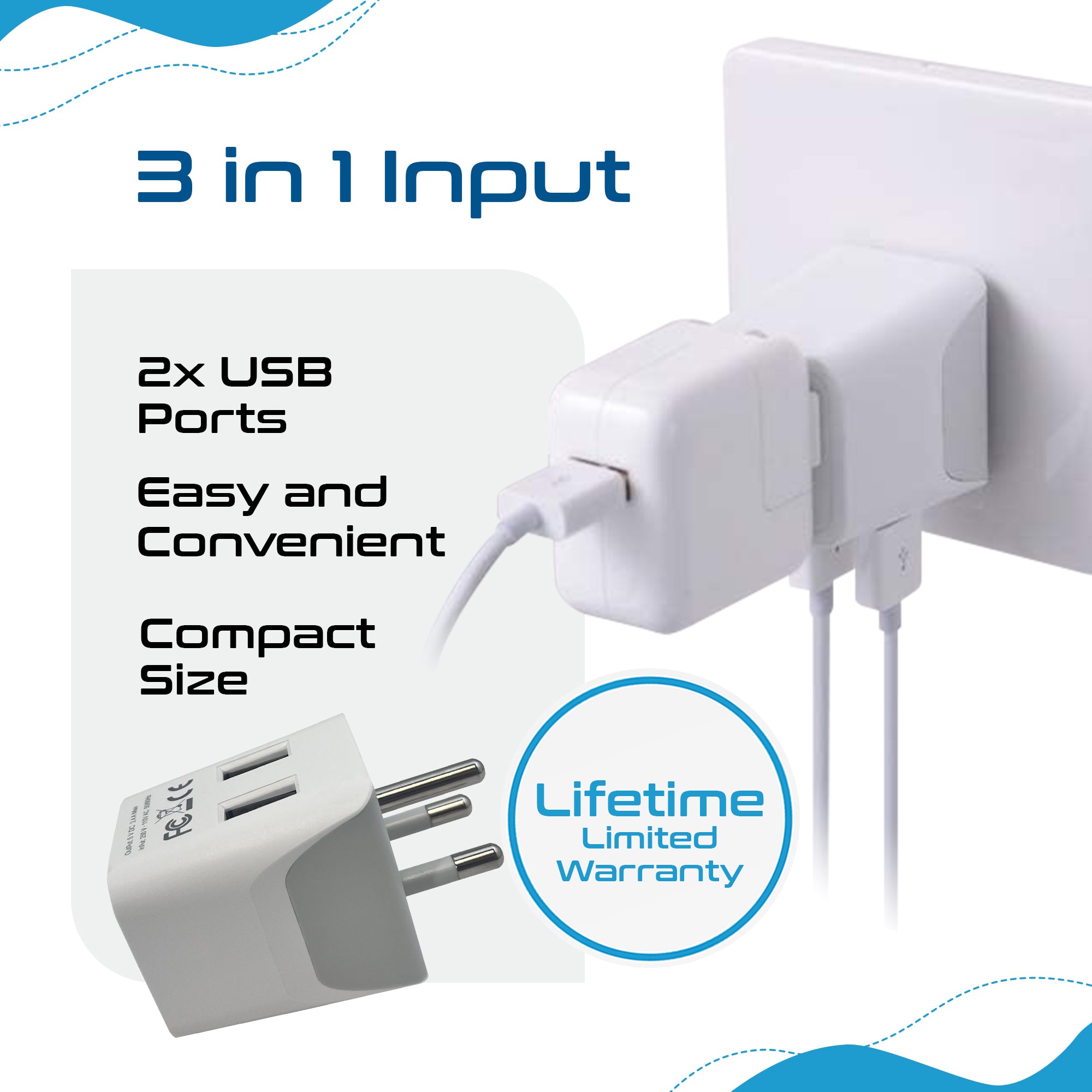 Thailand Travel Adapter - Type O - Dual USB (CTU-18)