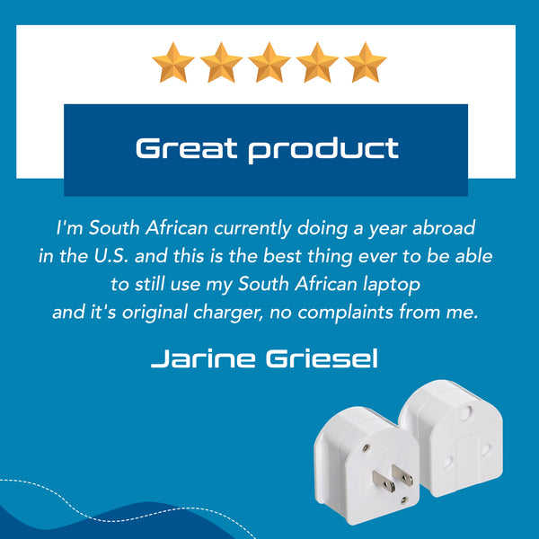 South Africa to USA/Australia - Type A, I - Travel Plug Adapter - Non-Grounded (SA-US-AU)