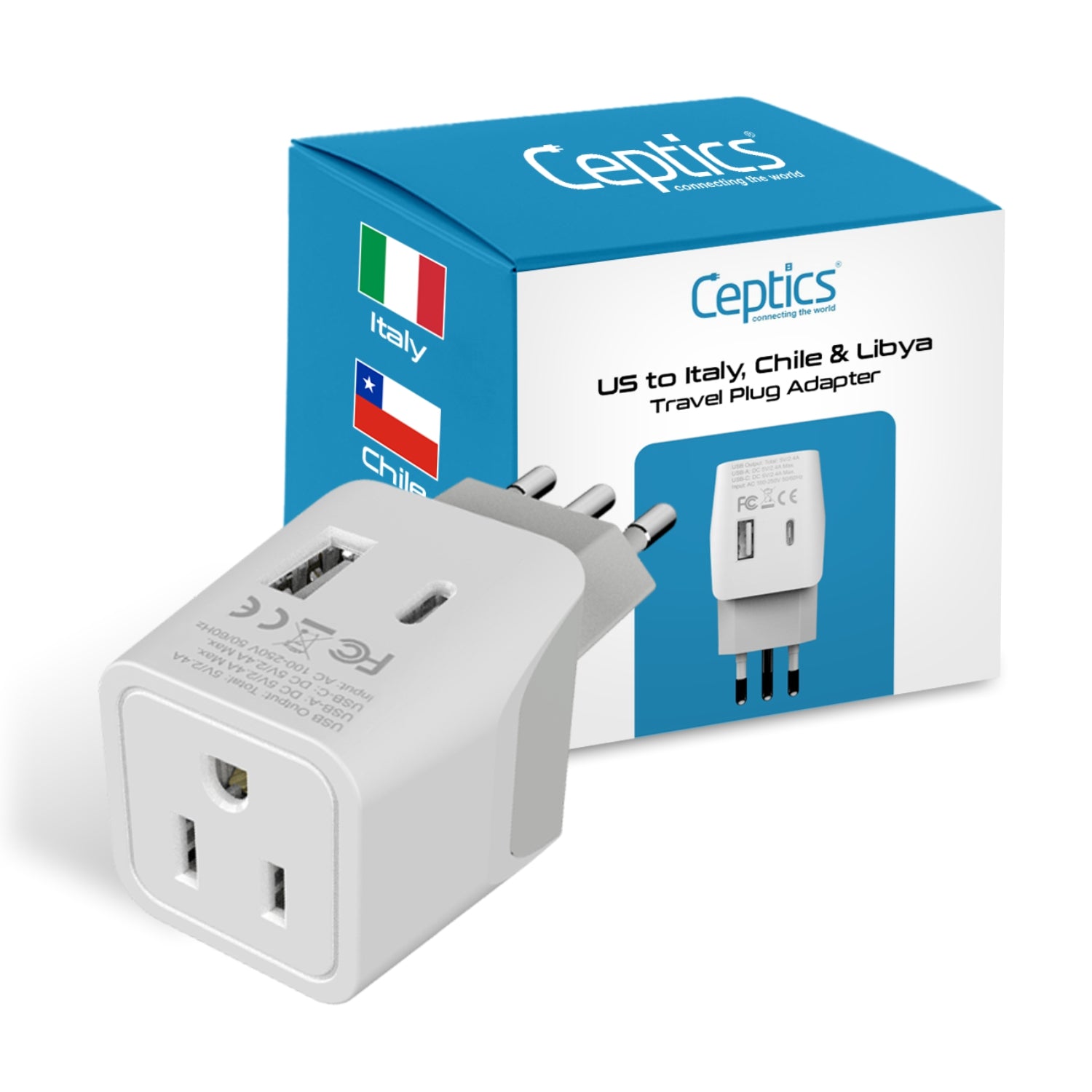 Italy Travel Adapter - Type L - Dual USB (CTU-12A)
