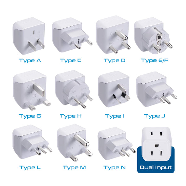 International Travel Adapter Plug Set - 11 pcs (CT-11PK ) - 2in1 Compact