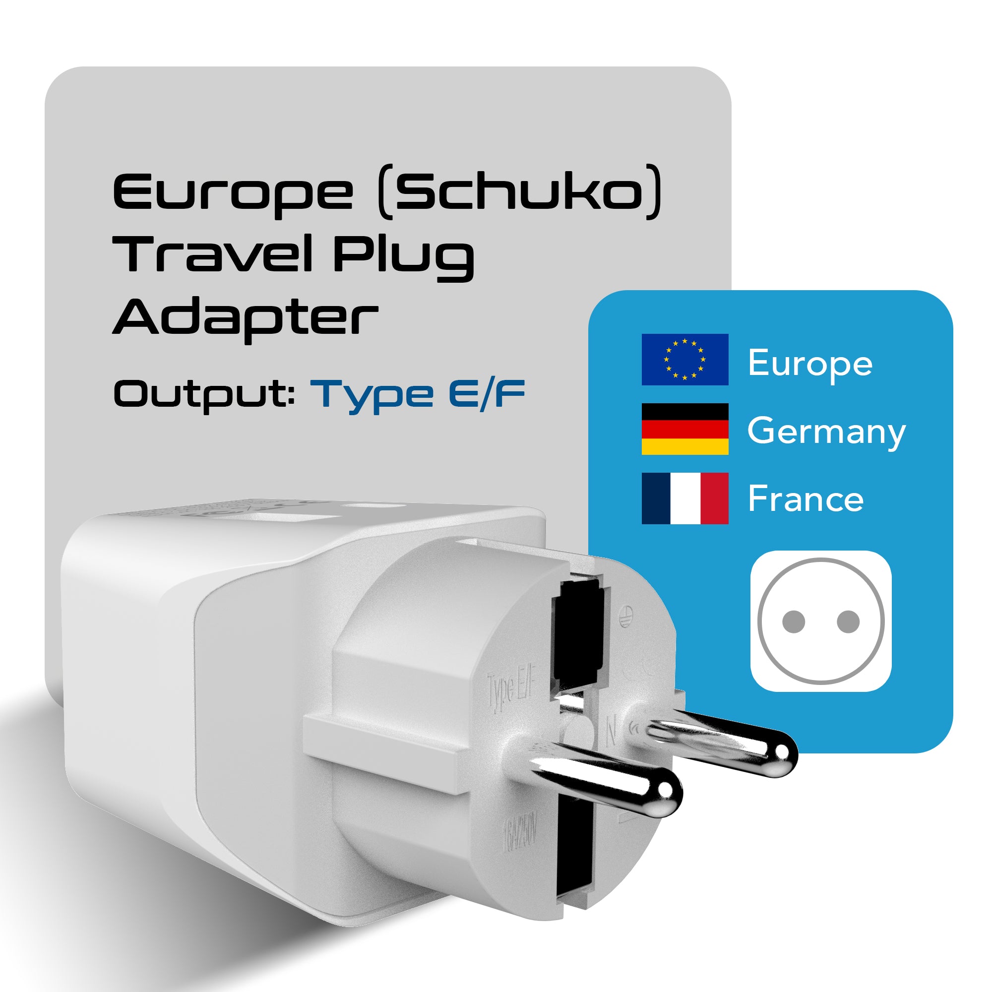 Europe Travel Adapter Plug Combo - Type C, E/F | Dual USB – European Combo (CTU-9-9C)
