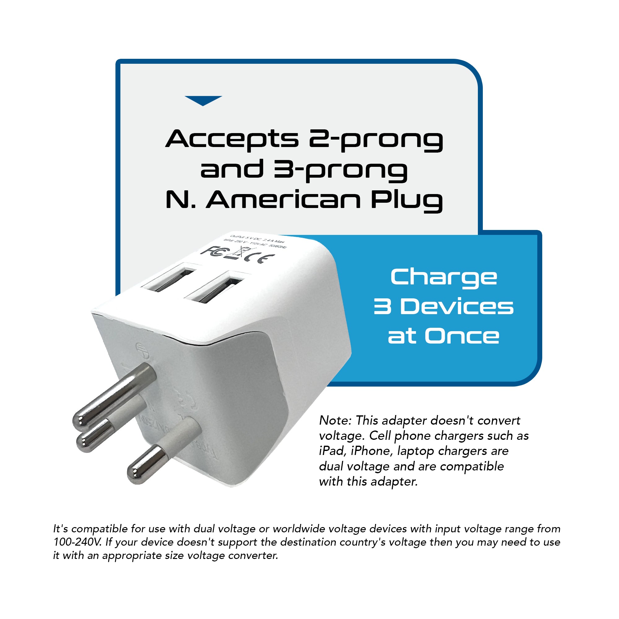 Thailand Travel Adapter - Type O - Dual USB (CTU-18)