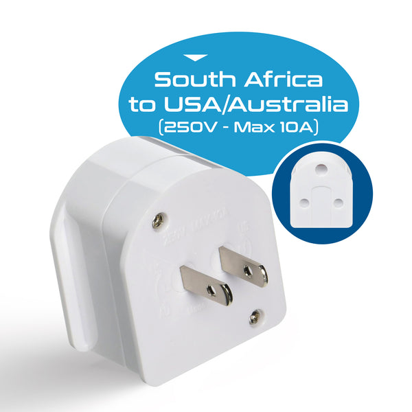 South Africa to USA/Australia - Type A, I - Travel Plug Adapter - Non-Grounded (SA-US-AU)