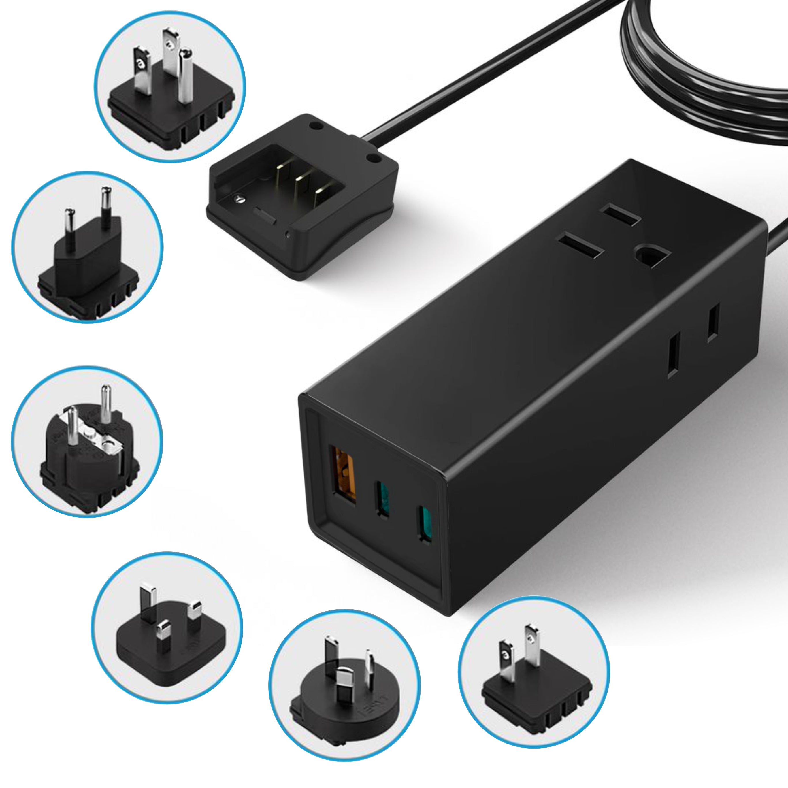 65W World Travel Adapter 3 USB Ports PD 3.0 Ultra Compact Charger (NAN