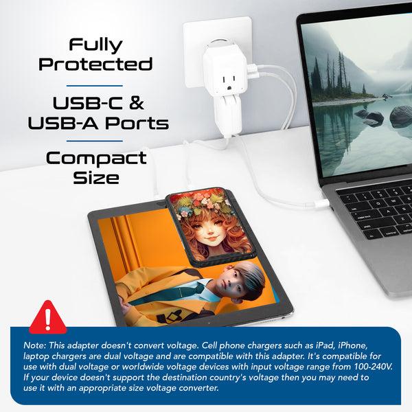 PAK-AF Africa Travel Adapter Set | Type E/F, G, M - USB & USB-C Ports + 2 US Outlets