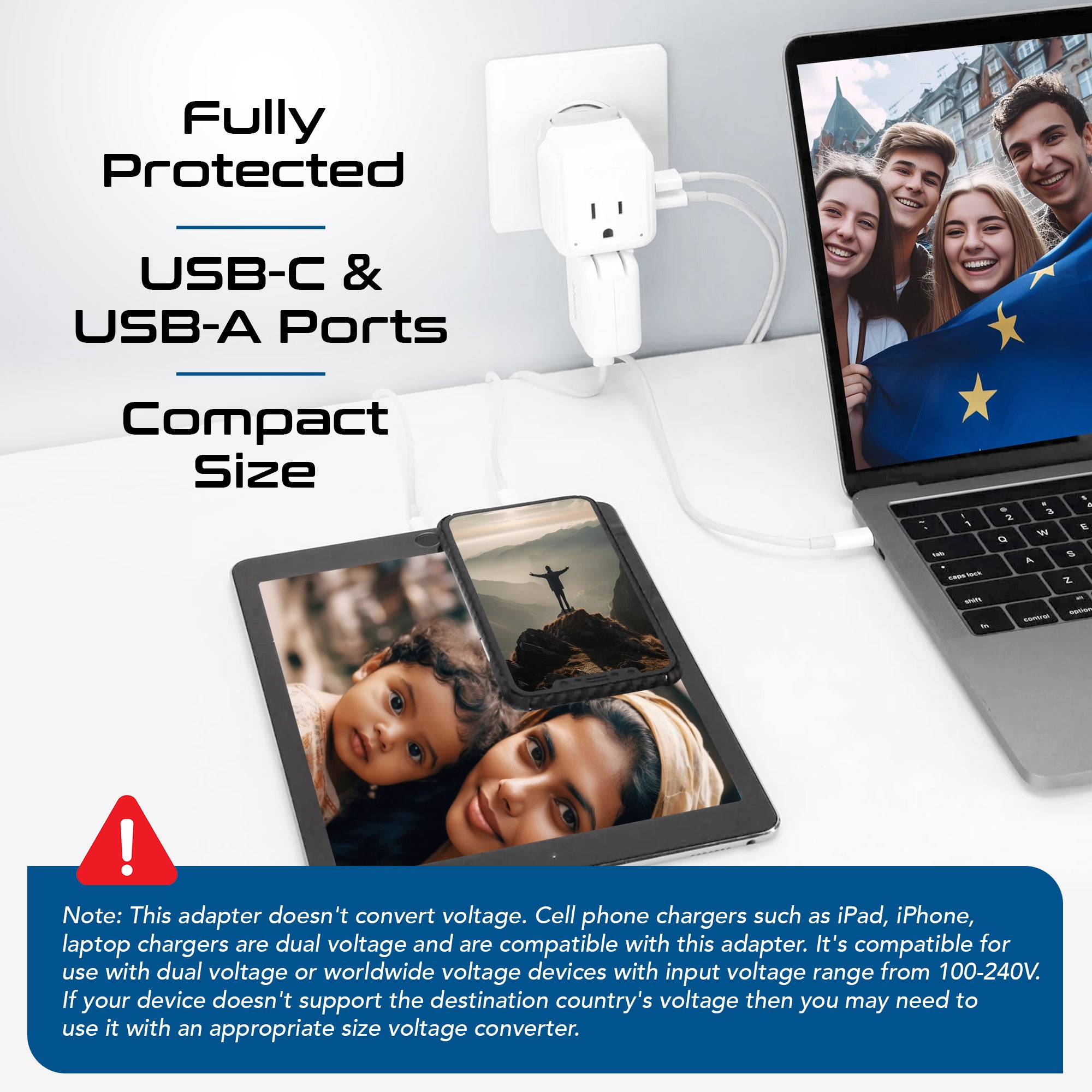 Complete International 13 Travel Adapter Set | USB & USB-C Ports + 2 US Outlets (PAK-ALL)