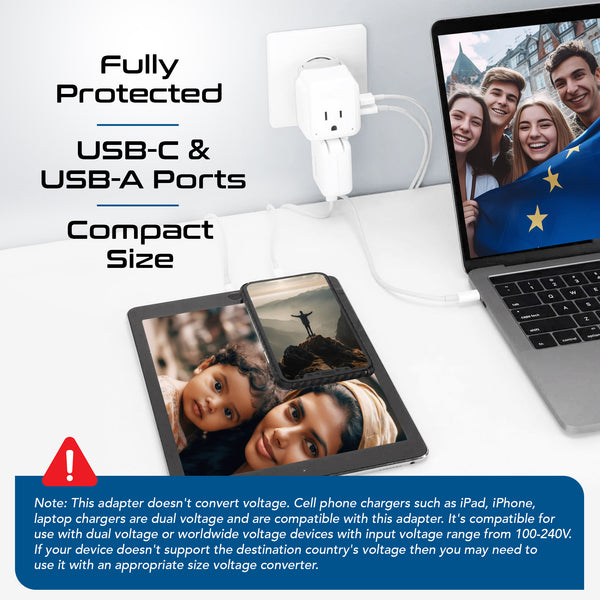 PAK-ALL Complete International 13 Travel Adapter Set | USB & USB-C Ports + 2 US Outlets