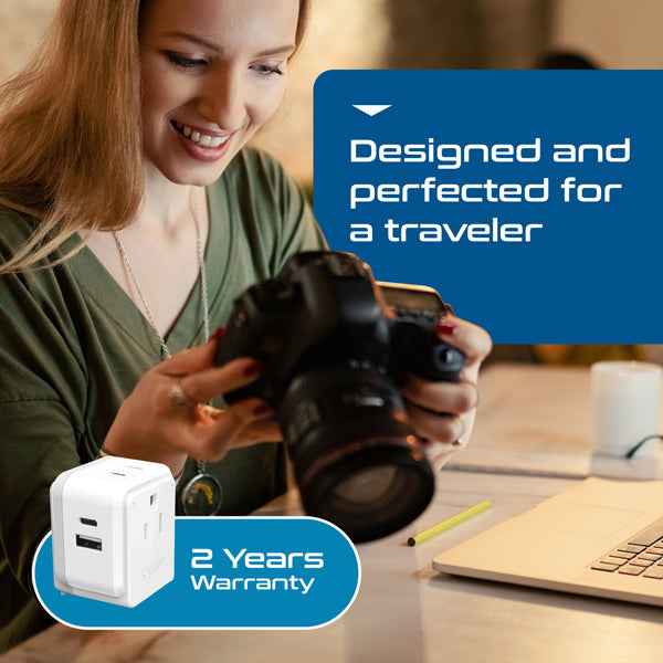 PAK-IT Italy, Chile Travel Adapter Set | Type C, L - USB & USB-C Ports + 2 US Outlets