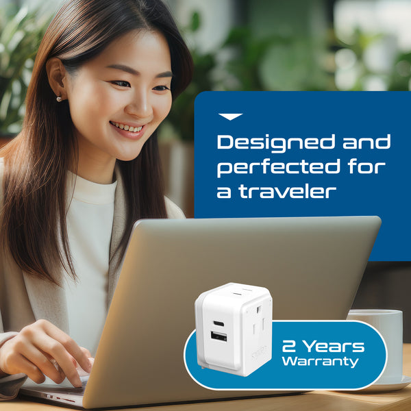 PAK-JP Japan, Philippines Travel Plug Adapter Set | Type A, B - USB & USB-C Ports + 2 US Outlets