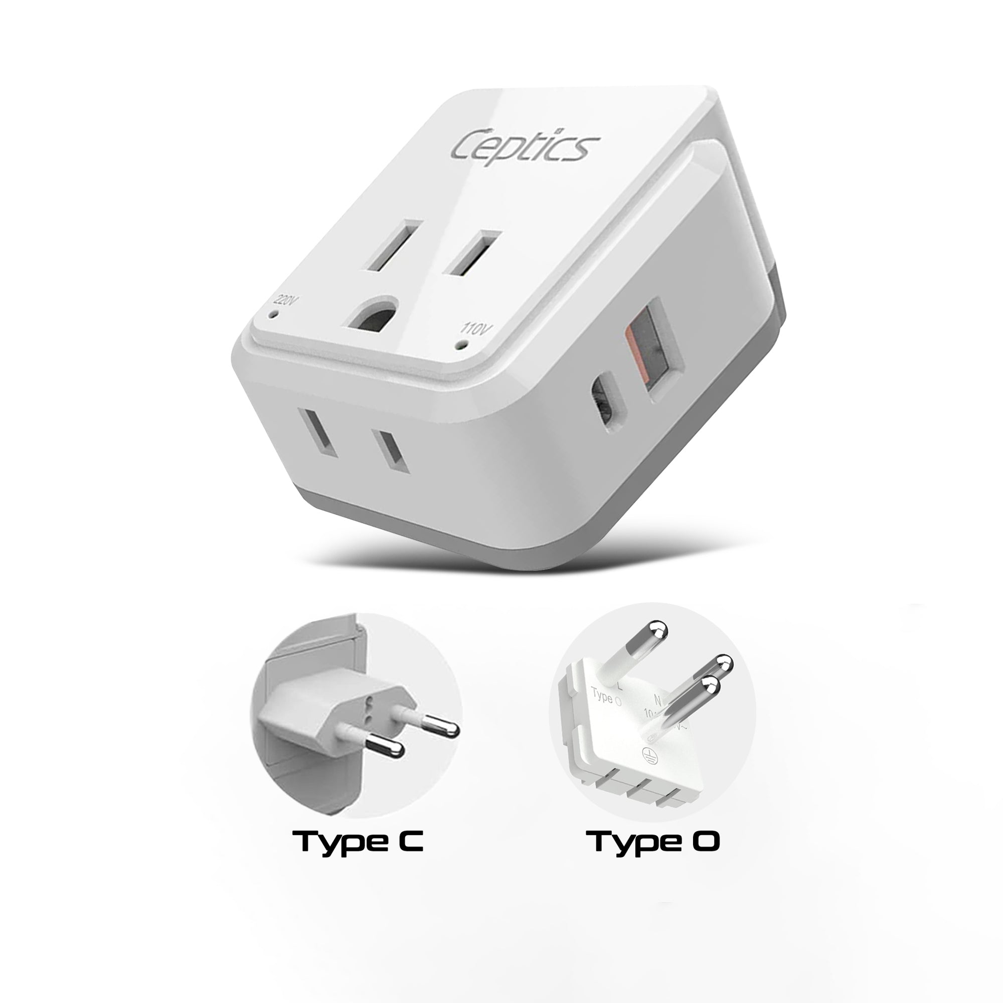 Thailand Travel Plug Adapter Set | Type C, O - 1 USB & 1 USB-C 3.1A + 2 USA Socket (PAK-TH)