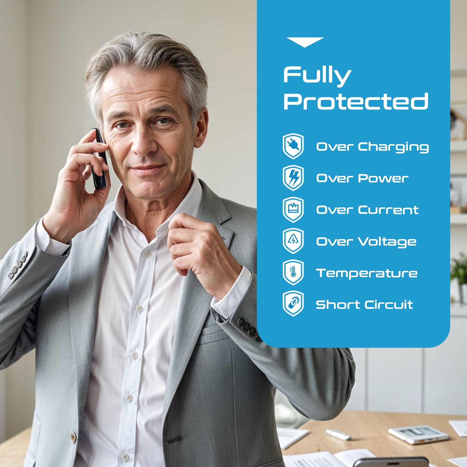 Compact Travel Power Strip - 2 US Outlets, USB & USB-C Ports - Grounded (PS-2U+)