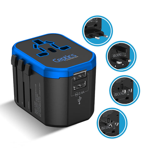 All-In-One International Travel Plug Adapter - 2 USB Ports (UP-8KU)