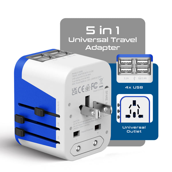 All-In-One International Travel Plug Adapter - 4 USB Ports (UP-9KU)