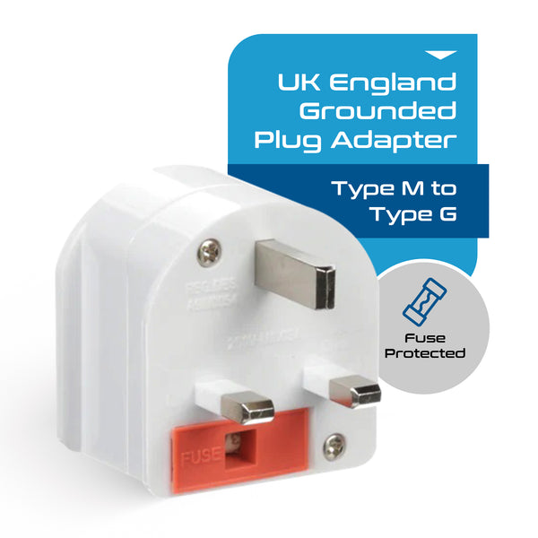 South Africa to UK - Type G - Travel Plug Adapter - Grounded (SA-UK)