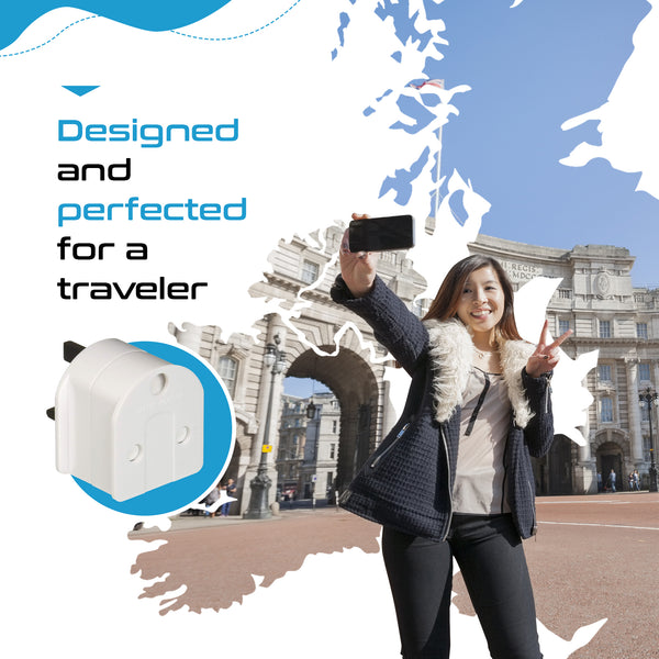 South Africa to UK - Type G - Travel Plug Adapter - Grounded (SA-UK)