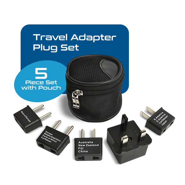 International Travel Adapter Plug Set - 5 pcs Set with Pouch (UP-5S) - Non-Grounded
