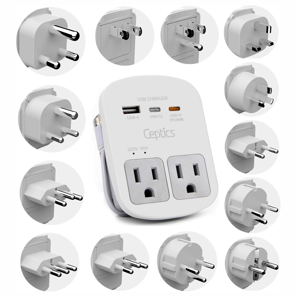Universal Travel Adapter Kit with USB Ports | Ceptics World-Way