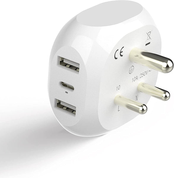 India, Pakistan Plug Adapter - Type D - 5 in 1 - Ultra Compact (PTU-10)