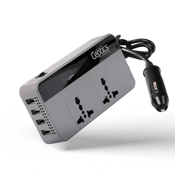 Ceptics 200W Car Power Inverter Charger with Digital Display and SmartVoltage™ Technology (PI-200W4U)