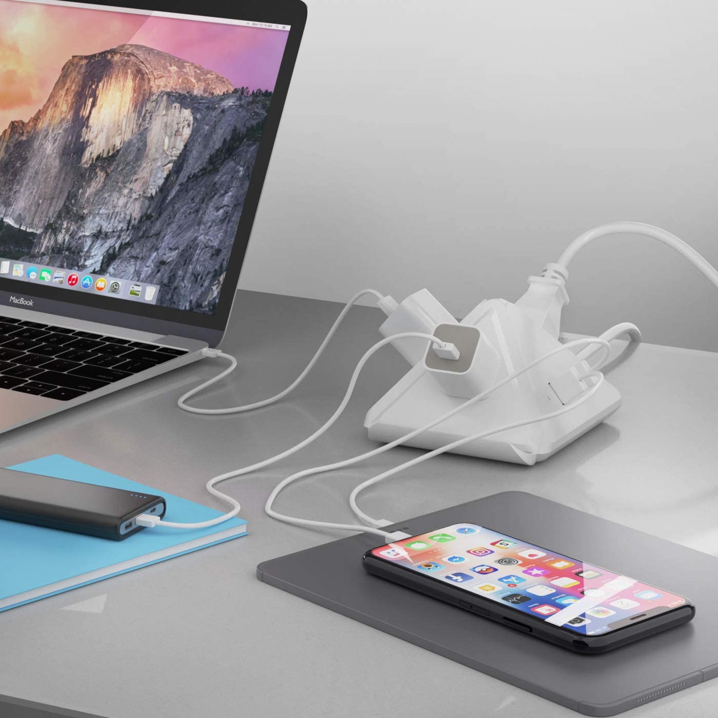 21W USB Power Strip - Grounded Dual USB + USB-C - 2 USA Input - Surge Protection (PS-3B3U-21W)