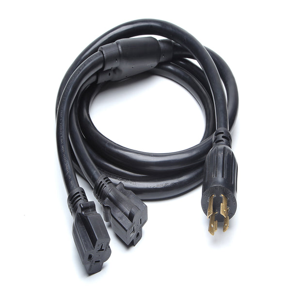 30A L14-30P to 2x 5-15/20R Generator Distribution Power Cord | 10 AWG