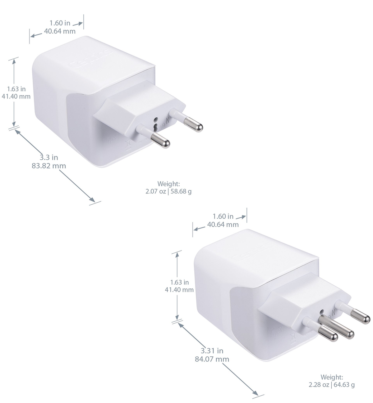 Shop Europe Adaptor & Brazil Plug Adapter Combo | Ceptics