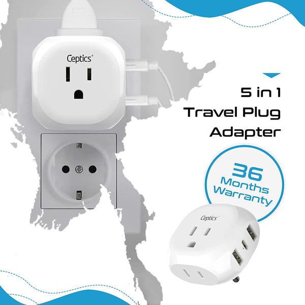 India, Pakistan Plug Adapter - Type D - 5 in 1 - Ultra Compact – Ceptics