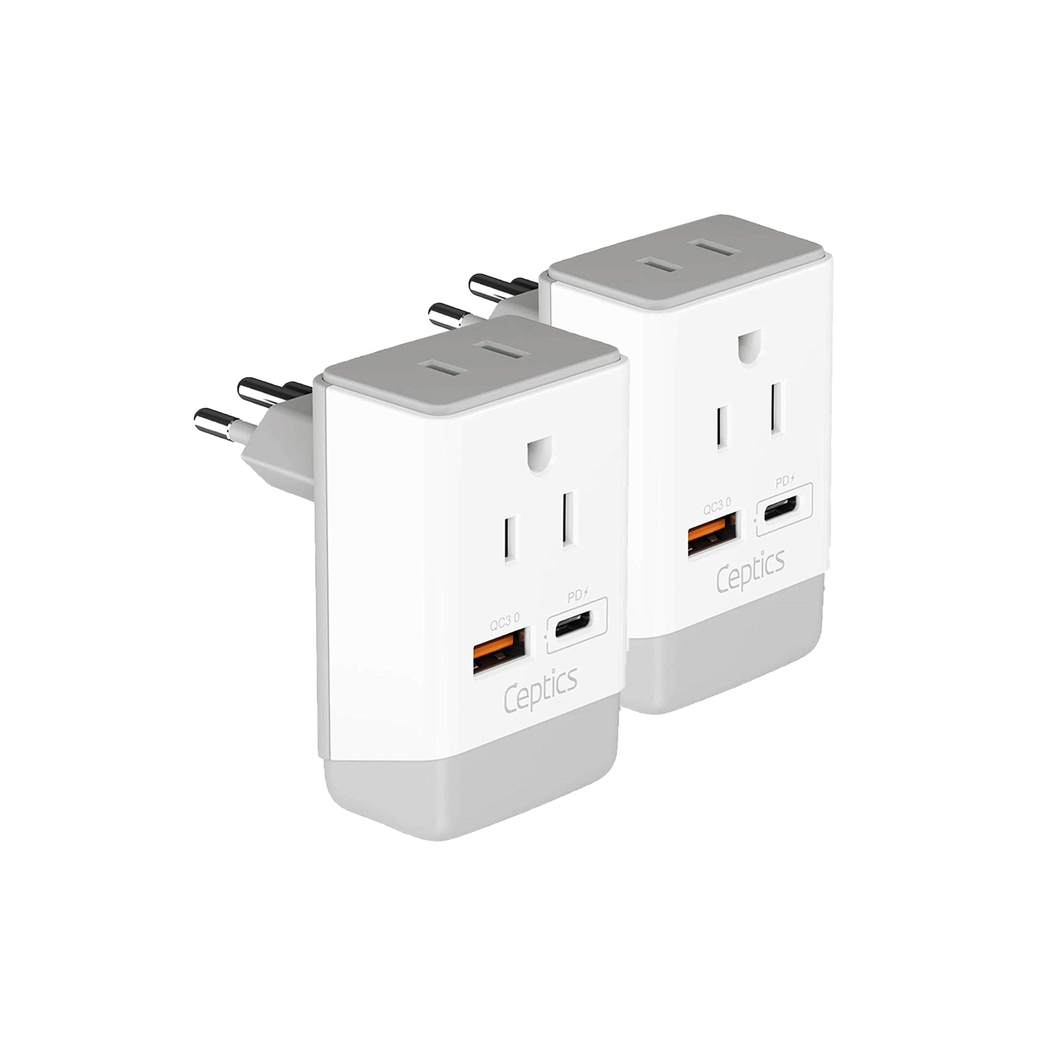 Brazil Travel Adapter | Type N - USB-A & USB-C Ports + 2 USA Outlet (AP-11C)