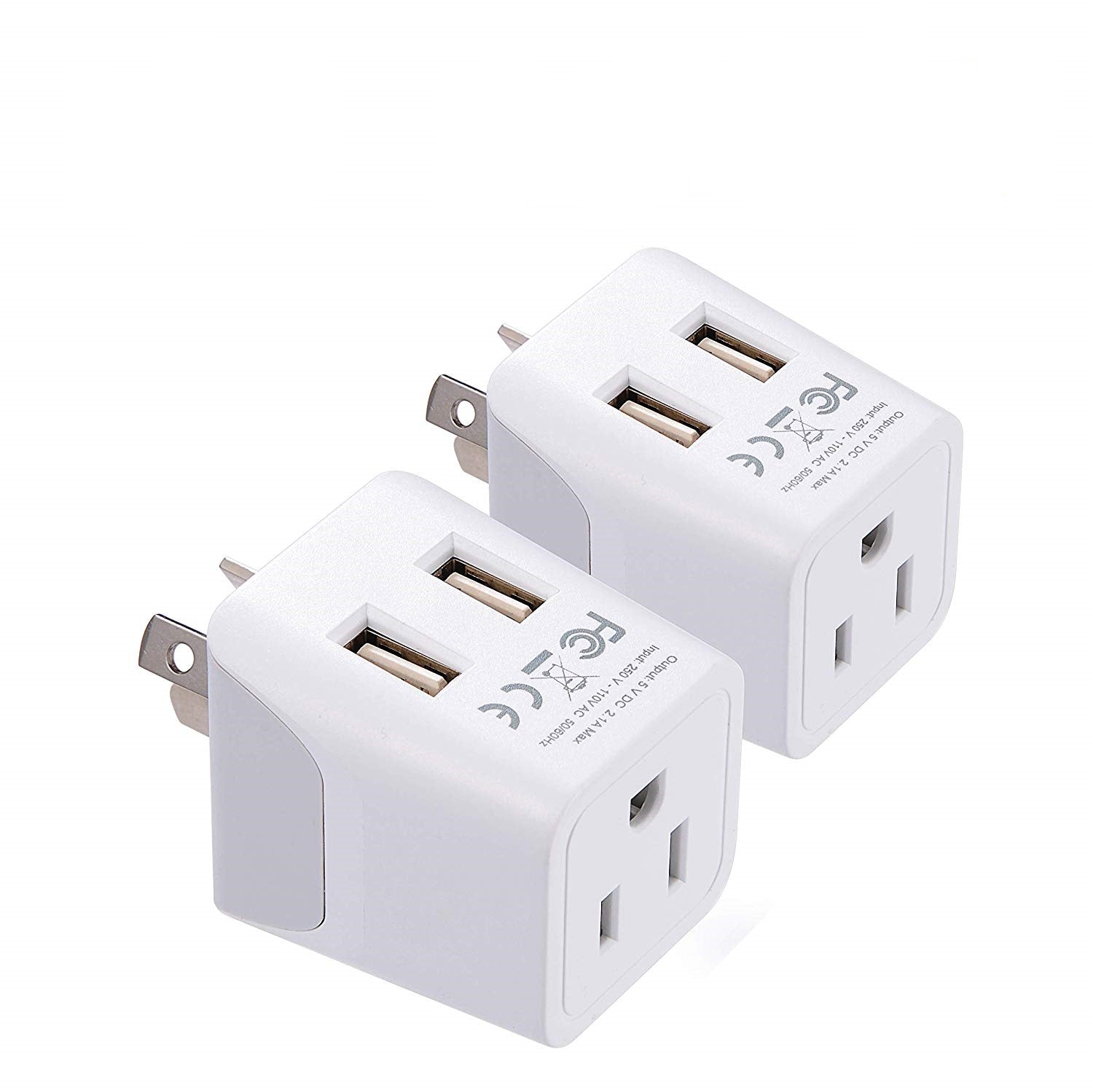 Australia, China Travel Adapter Plug with Dual USB - Type I - 2 Pack (CTU-16)