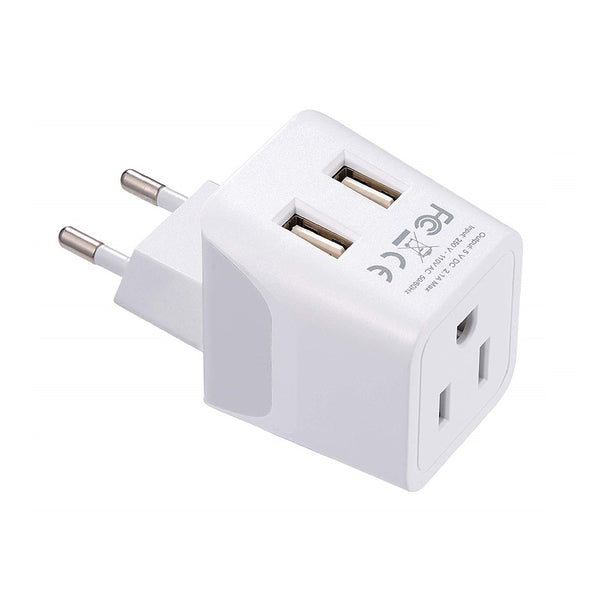 Europe Travel Adapter Plug Combo - Type C, E/F | Dual USB – European Combo