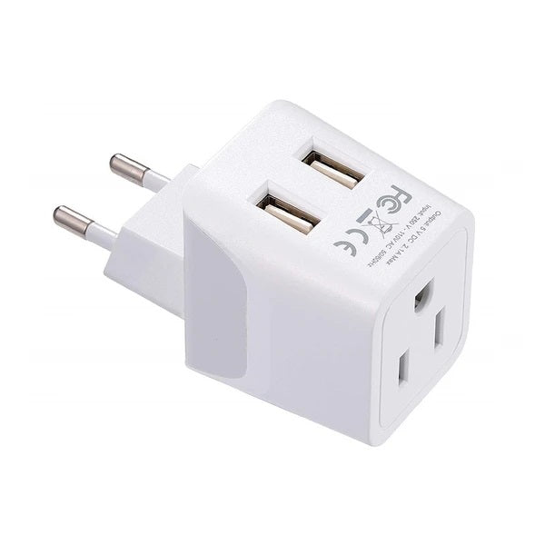 India Travel Adapter Plug Combo - Type C, D | Dual USB - Indian Combo