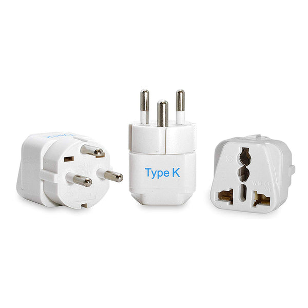 Denmark Travel Adapter - Type K - 3 Pack (GP-20)