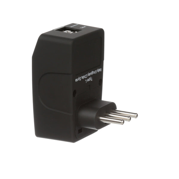 Italy Travel Adapter - Type L - 4 in 1 - 2 USB Ports (GP4-12A)