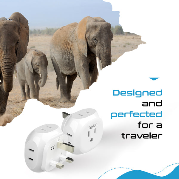 UK, Ireland Travel Plug Adapter - 4 in 1 - Ultra Compact - Light Weight (PT-7)