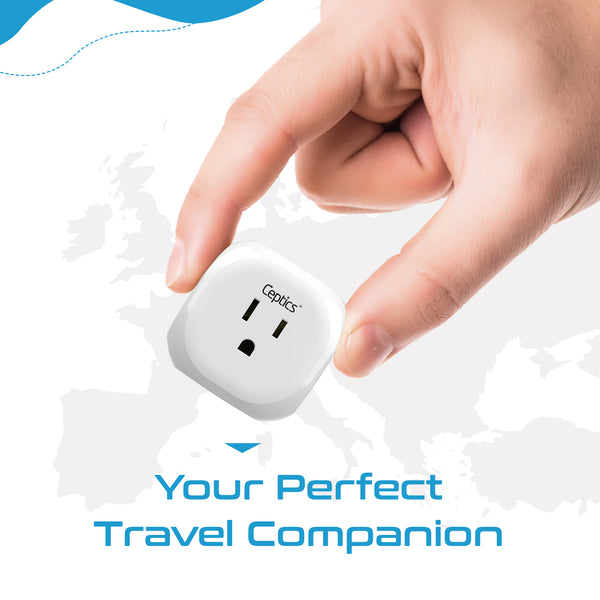 Europe Travel Adapter Set- 4 in 1 - Ultra Compact - Light Weight (PT-9C-7-4PK)