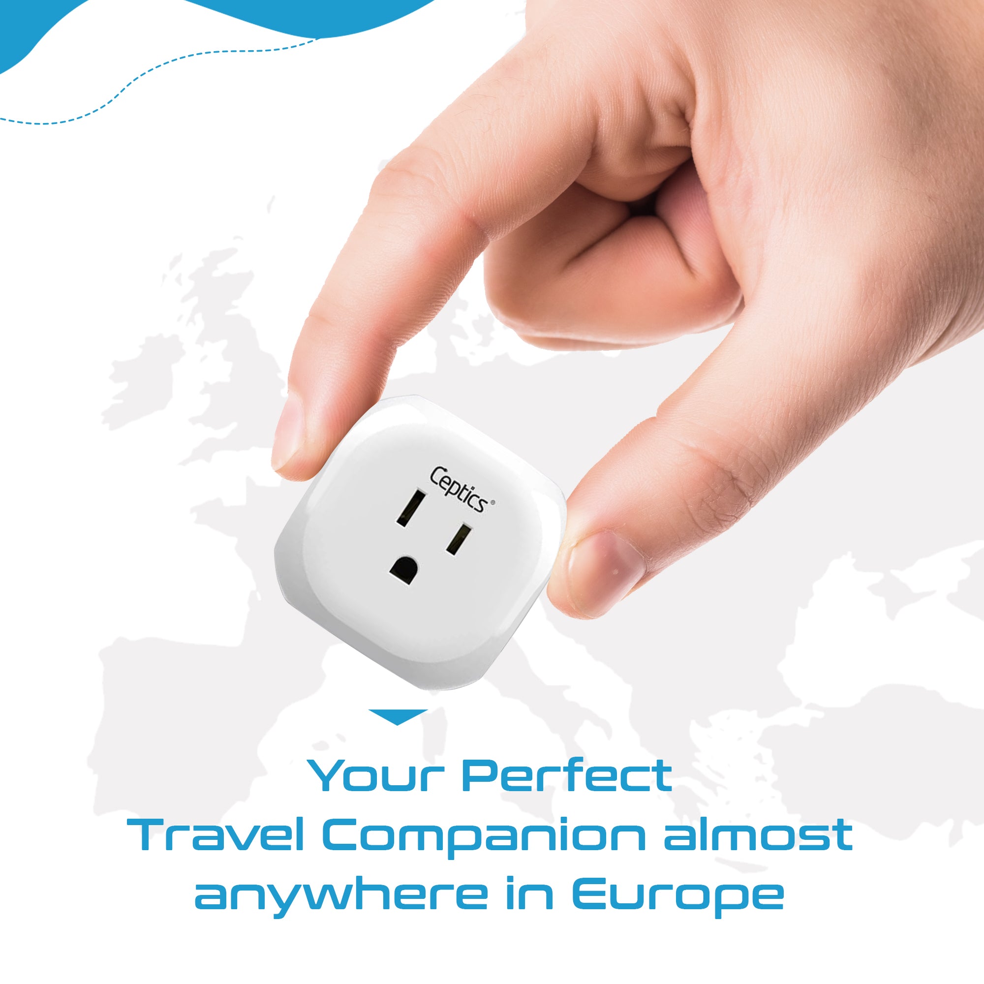 European Schuko Travel Plug Adapter - 4 in 1 - Ultra Compact - Light Weight (PT-9)