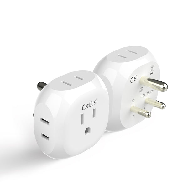 India, Pakistan Travel Plug Adapter - 4 in 1 - Ultra Compact - Light Weight (PT-10)