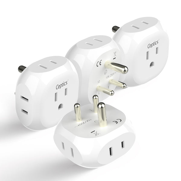 India, Pakistan Travel Plug Adapter - 4 in 1 - Ultra Compact - Light Weight (PT-10)