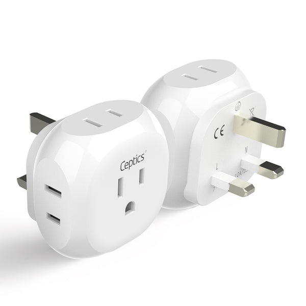 UK, Ireland Travel Plug Adapter - 4 in 1 - Ultra Compact - Light Weight (PT-7)