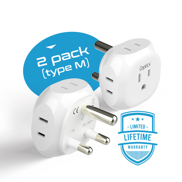 South Africa Travel Plug Adapter - 4 in 1 - Ultra Compact - Light Weight (PT-10L)