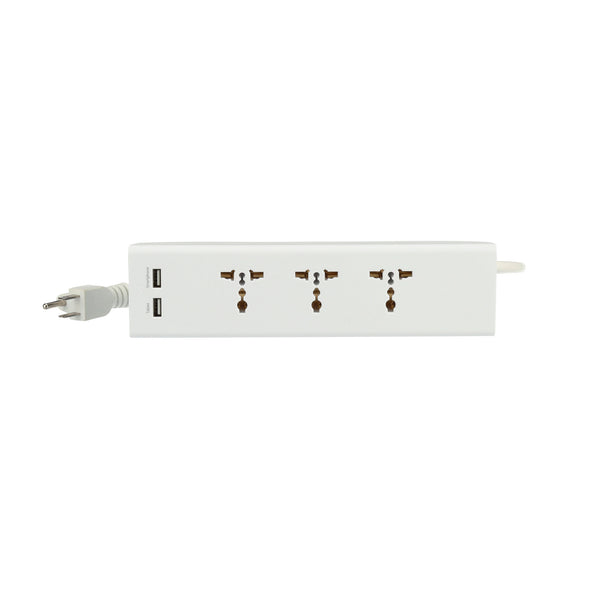 Universal Travel Power Strip - 3x Outlet, Type B - Dual USB - US Cord (PS-3U+)