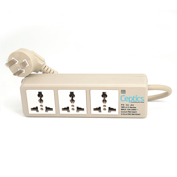 Universal Travel Power Strip - 3x Outlet, Type I - Australia Cord (PS-3U-AU)