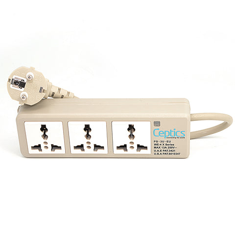 Universal Travel Power Strip - 3x Outlet,  Type E/F - European Schuko Cord (PS-3U-EU)