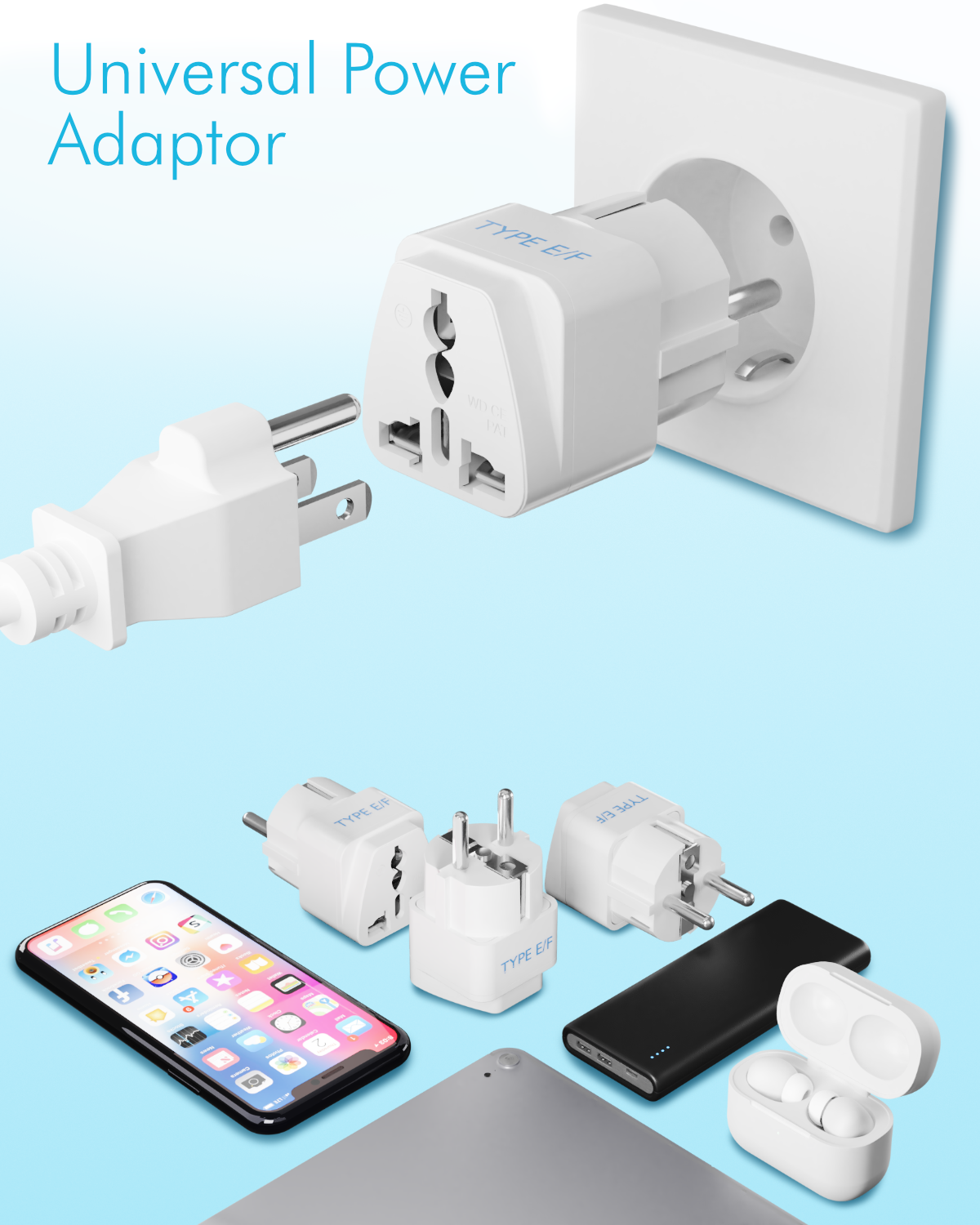 Denmark Travel Adapter - Type K - 3 Pack (GP-20)