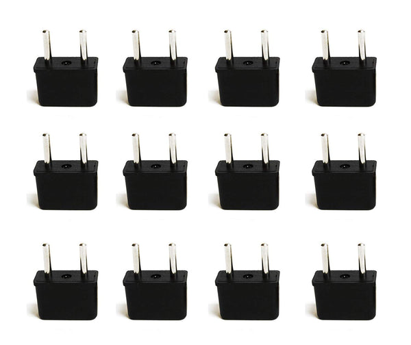 USA / N. America to Europe Travel Adapter - Non-Grounded (UP-12AE, 12 Pack)