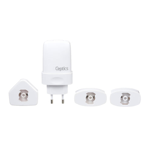 Worldwide 2.1A Dual Travel USB Adapter Charger Kit For Cell Phones, iPhone, iPad & More