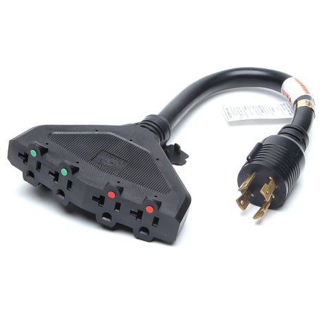 20A L14-20P to 4x 5-15/20R Generator Distribution Power Cord | 12 AWG